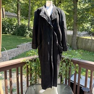 Leather Warehouse~ Women's Full Length Leather Coat~ Size Large~ Black~Vintage